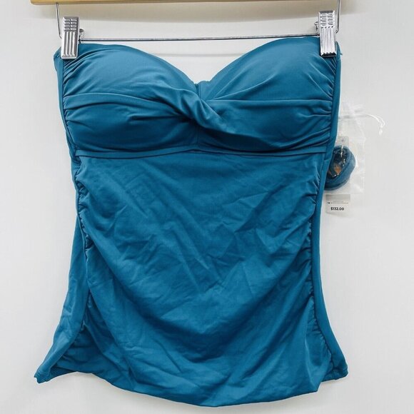 Anne Cole Womens Size Small Twist-Front Ruched Tankini Top in Deep Sea Blue 377 - Picture 3 of 8